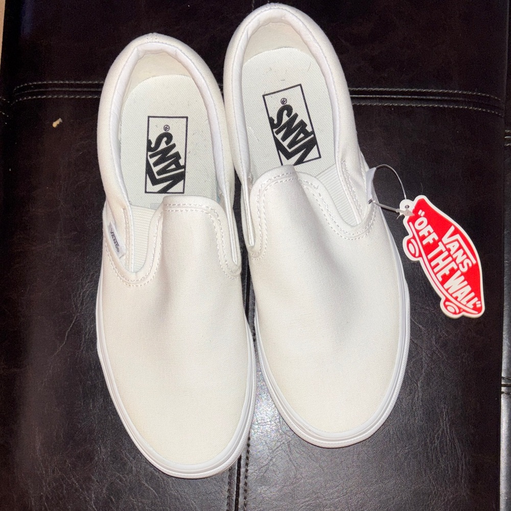 Vans White Slip-On Sneakers
